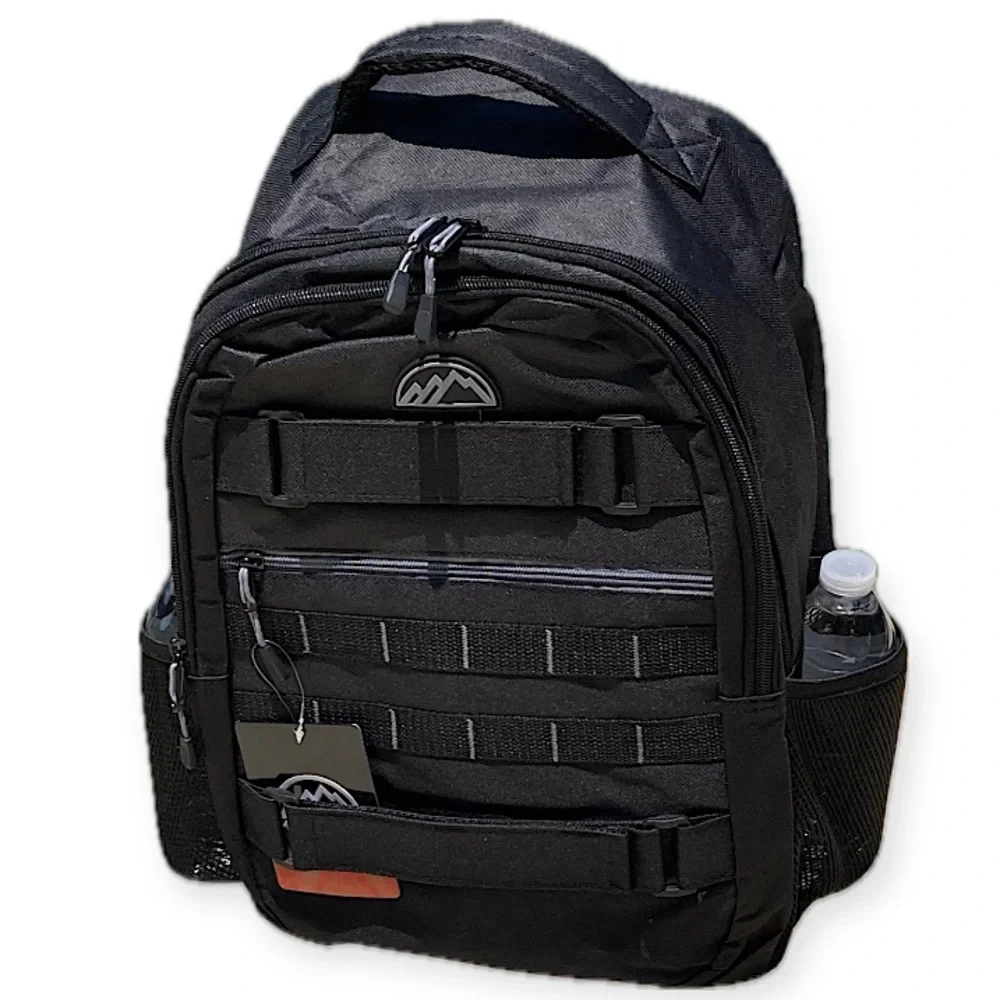 Deluxe Skater Backpack with side pockets Black New Boutique